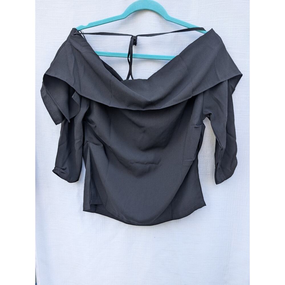 StyleKeepers Off The Shoulder‎ 3/4 Sleeves Blouse Sz M NWT Black Luxury Elegant